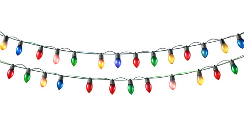 PNG Christmas string lights with colorful bulbs transparent