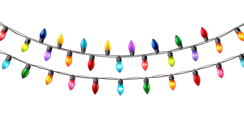PNG holiday string lights in vibrant colors transparent