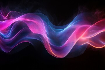 Dynamic abstract design with blue smoke waves and light patterns