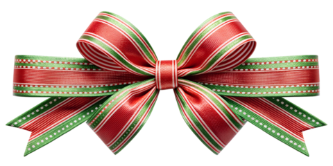 PNG red and green Christmas ribbon bow transparent