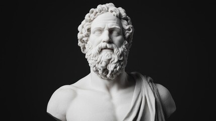 Marble statue of a bearded man with curly hair
