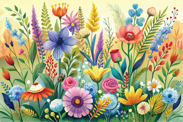 Boho Watercolor Wildflowers