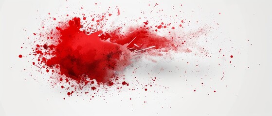 Red paint splatters against a pristine white backdrop, leaving an untouched expanse of white to the left