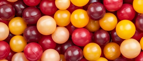 Obraz premium A tight shot of assorted jelly beans in hues of red, yellow, orange, and pink