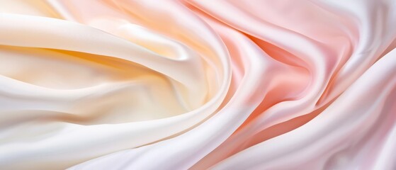 Fototapeta premium A tight shot of white, pink, and yellow fabric with numerous deep folds