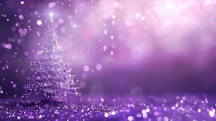 Purple Christmas tree with sparkle light background