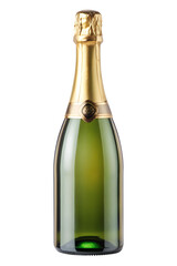 PNG champagne bottle in golden wrapping transparent