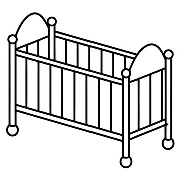recommend clip art: Baby bed line art vector illustration