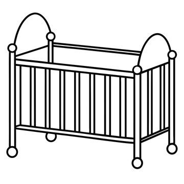 recommend clip art: Baby bed line art vector illustration