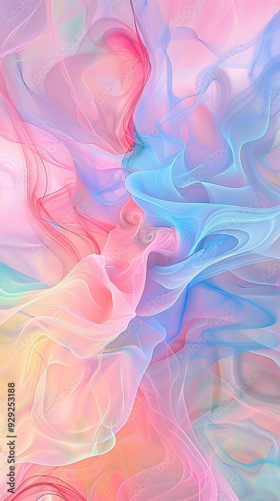 Poster this artwork showcases a blend of soft pastel colors swirling harmoniously to create a tranquil and 