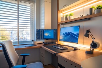 Home offices, modern productive systems, remote working style