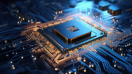 Fototapeta premium generated illustration of electronic circuit board, computer hardware, motherboard