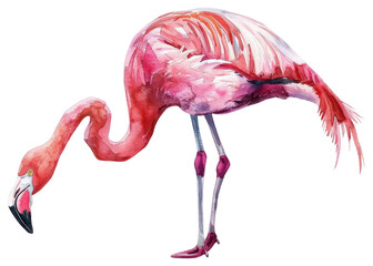 Obraz premium PNG Colorful watercolor flamingo illustration