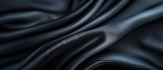 Obraz premium A tight shot of black fabric showcases a distinct, wavy texture in its center The image exhibits a soft, blurred focus