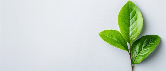  A tight shot of a verdant leaf against a pristine white background, ideal for overlaying text or an image on its reverse side