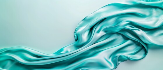  A tight shot of a blue fabric against a pristine white backdrop, featuring a softly blurred wave interruption