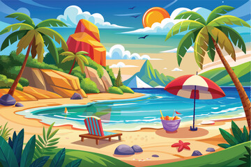 Summer background with beach view