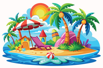 Summer background with beach view