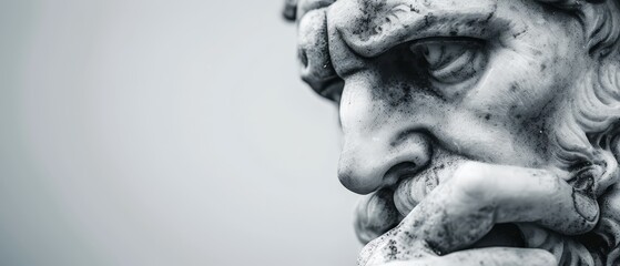 Obraz premium A monochrome image of a bearded statue's face