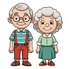 Grandparents for happy Grandparents Day art vector illustration