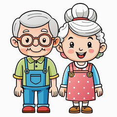 Grandparents for happy Grandparents Day art vector illustration