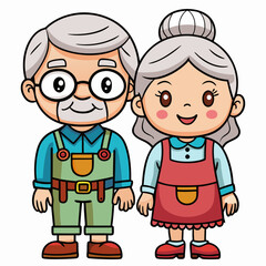 Grandparents for happy Grandparents Day art vector illustration