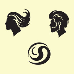 Fototapeta premium Elegant woman's profile silhouette with flowing hair, a beautiful vector illustration for fashion and beauty designs