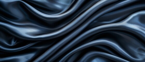 Fototapeta premium A tight shot of a blue fabric, displaying undulating wave patterns at its upper and lower edges