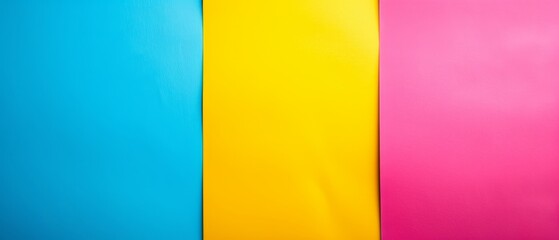 Fototapeta premium A collection of colorful papers against a backdrop of blue, yellow, pink, and green hues, with room for inscriptions