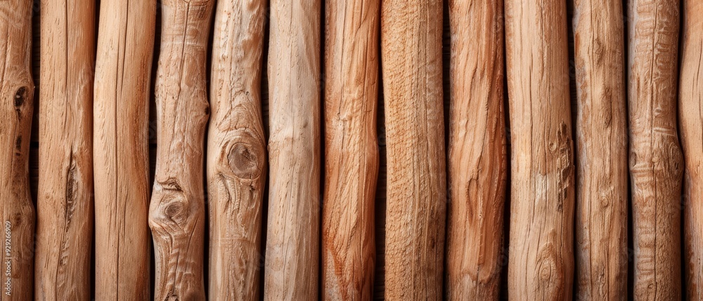 Poster  A close-up of a wooden wall with identical wood grain patterns on its opposing sides