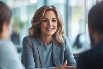 Experienced Employee Benefits Adviser Providing Retirement Planning Guidance in Corporate Setting