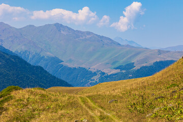 Panorama sur les Pyr&eacute;n&eacute;es fran&ccedil;aises depuis le Plateau du Campsaure, &agrave; la fronti&egrave;re franco-espagnole