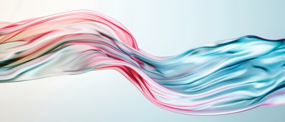 Obraz premium Light blue fabric wave with pink, red, and white hues against a light blue backdrop