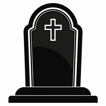 recommend clip art: Tombstone front facing silhouette line art vector illustration