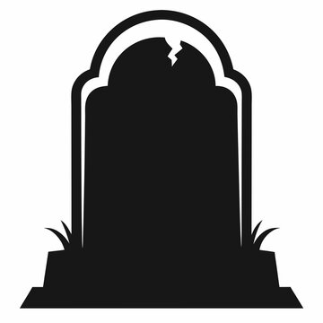 recommend clip art: Tombstone front facing silhouette line art vector illustration
