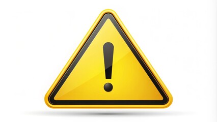 Yellow hazard sign with black exclamation mark on a triangular background, indicating caution and warning, isolated on a white vector illustration.