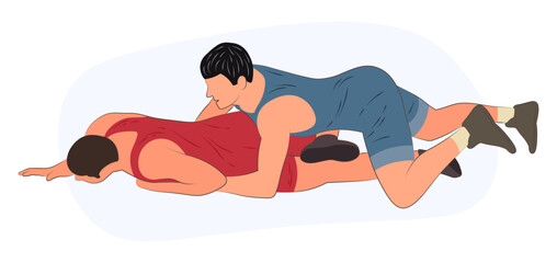 Fototapeta premium Image of wrestlers in an ongoing attack, Greco Roman wrestling