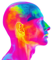Obraz premium PNG Thermography photo of human head photography portrait purple.