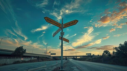 Decisions.Freeway sign giving two choice