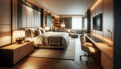 luxury hotel room with bed