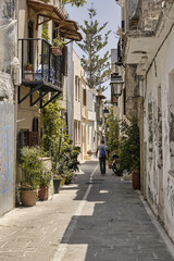 The narrow streets of the old town of Rethymno in Crete