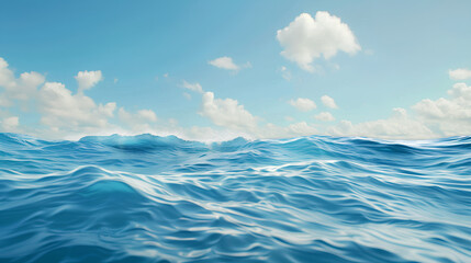 Ocean Horizon: A serene expanse of turquoise water, rippling gently under a sky adorned with fluffy white clouds. The vastness of the ocean evokes a sense of tranquility and freedom.