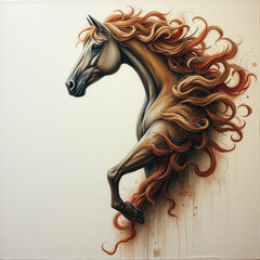 Abstract horse in the rain