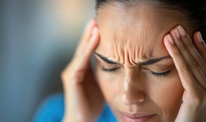 Fototapeta premium Woman Experiencing Headache and Physical Discomfort: Stock Photo on Clean Background
