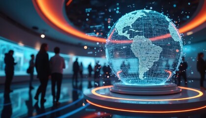 Futuristic Digital Globe in a High-Tech Business Environment