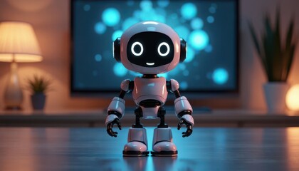 Friendly AI Robot in Modern Home Interior