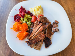 grilled meat with vegetables