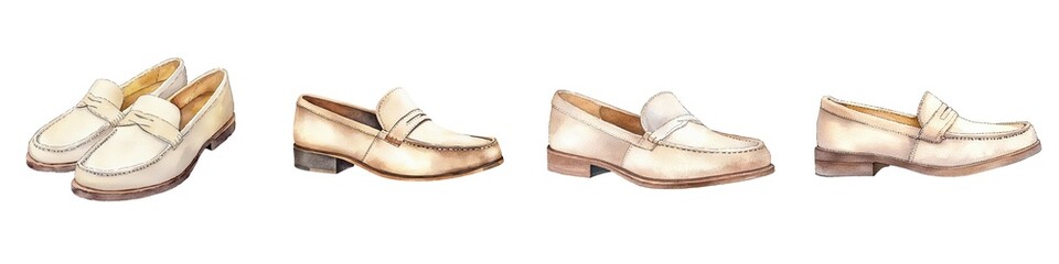 Stylish pair of white loafers showcasing elegant design and comfort, perfect for casual or formal occasions.