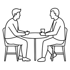 Fototapeta premium Two men are sitting at a table art vector illustration