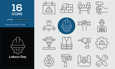 Labour Day Set of high-quality icons that are suitable for Sadness. And change your next projects with minimalist icon design, perfect for websites, mobile apps, books, social media